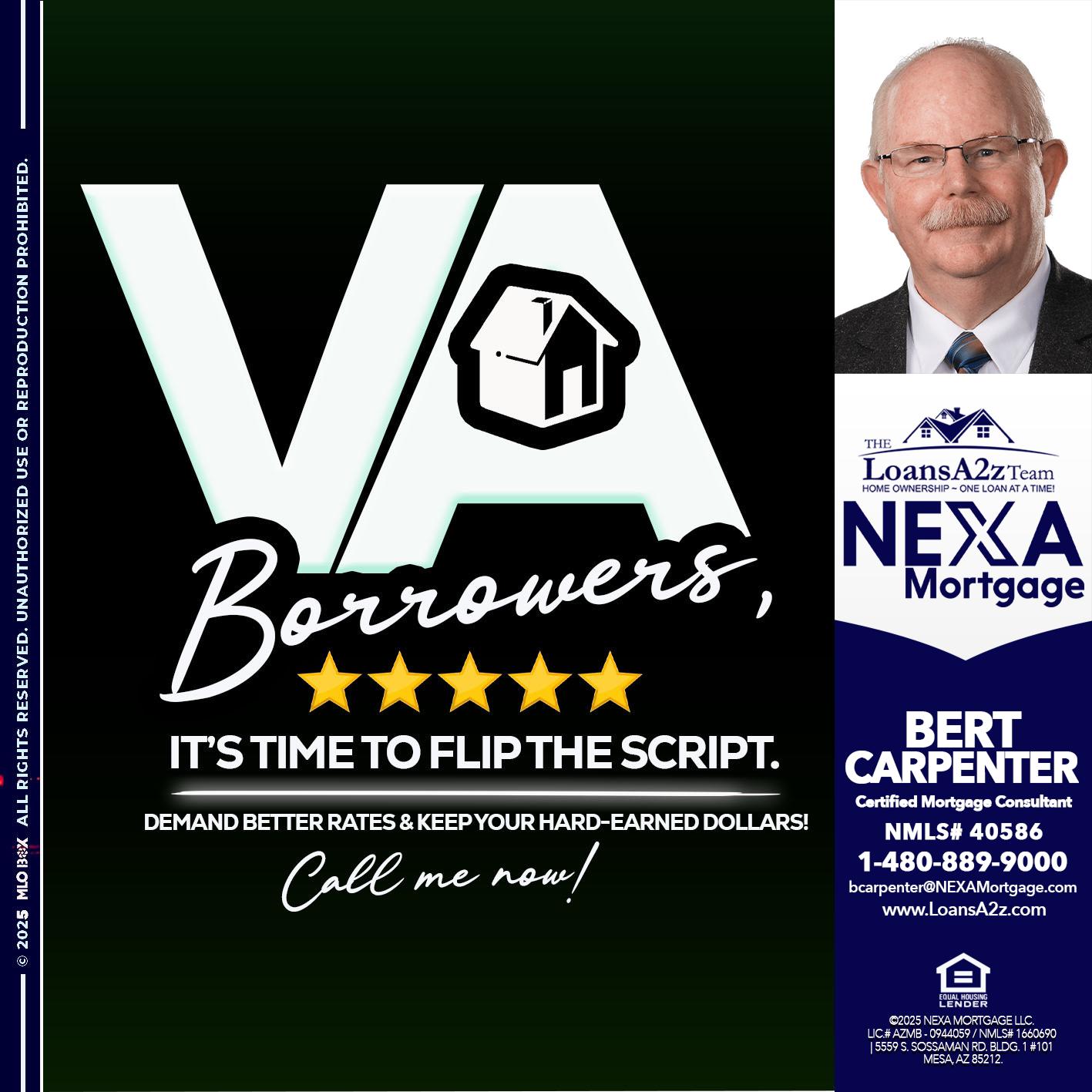 VA BORROWERS - Bert Carpenter -Certified Mortgage Consultant