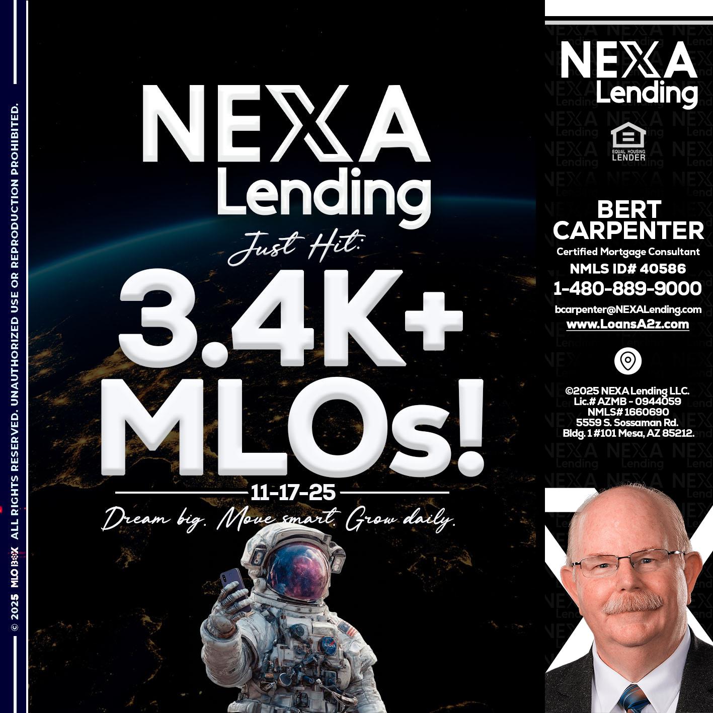 3.4K MLOs - Bert Carpenter -Certified Mortgage Consultant