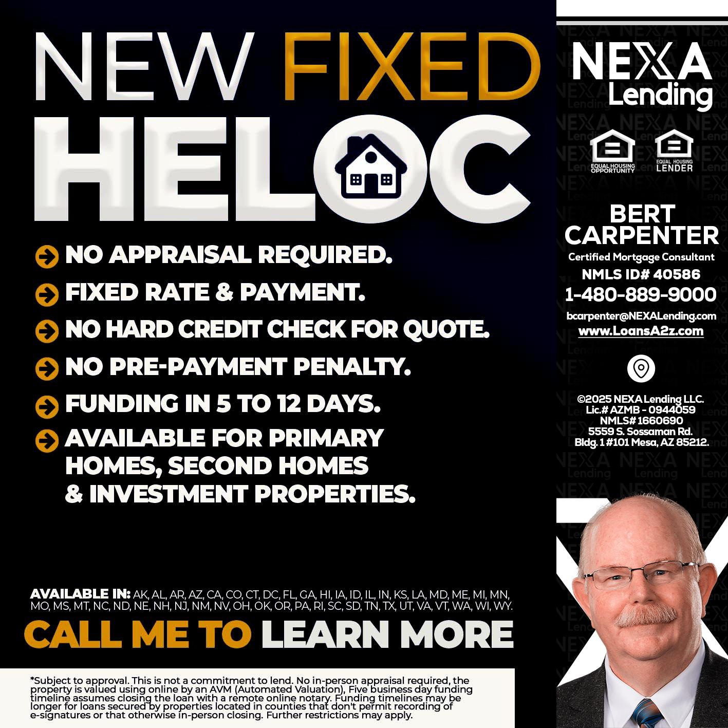 HELOC - Bert Carpenter -Certified Mortgage Consultant