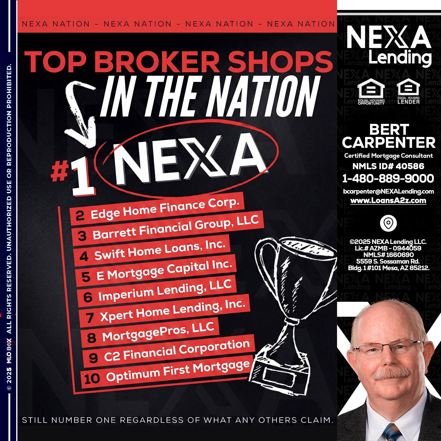 top broker - Bert Carpenter -Certified Mortgage Consultant