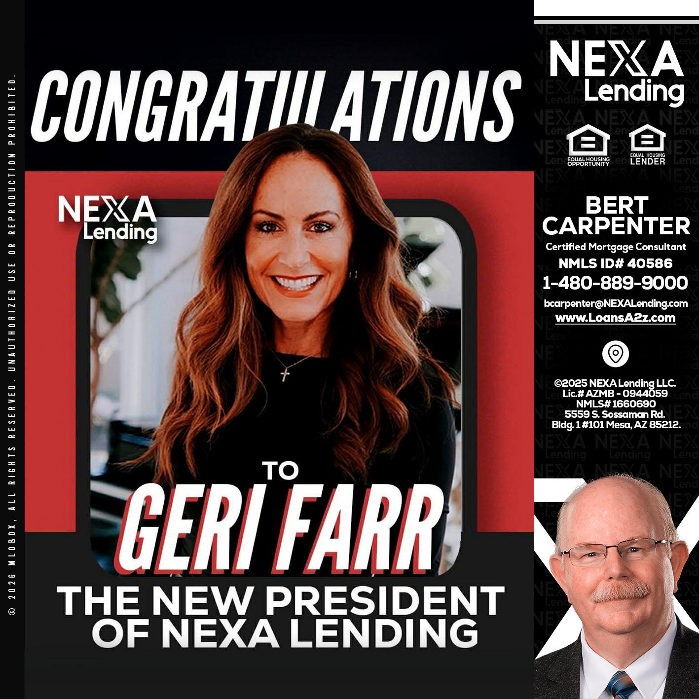 CONGRATULATIONS - Bert Carpenter -Certified Mortgage Consultant