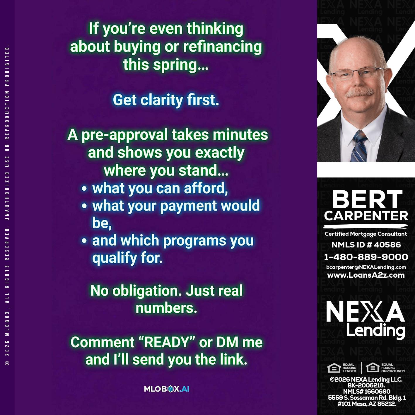 IF YOU THINKING - Bert Carpenter -Certified Mortgage Consultant