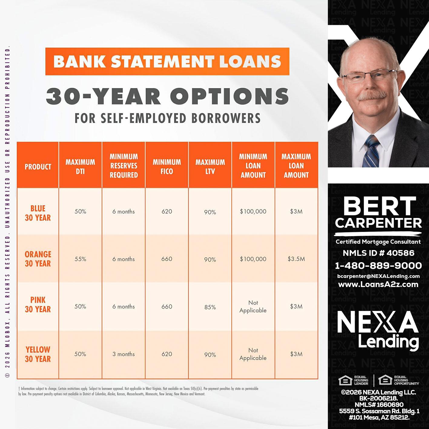 30 YEARS OPTIONS - Bert Carpenter -Certified Mortgage Consultant