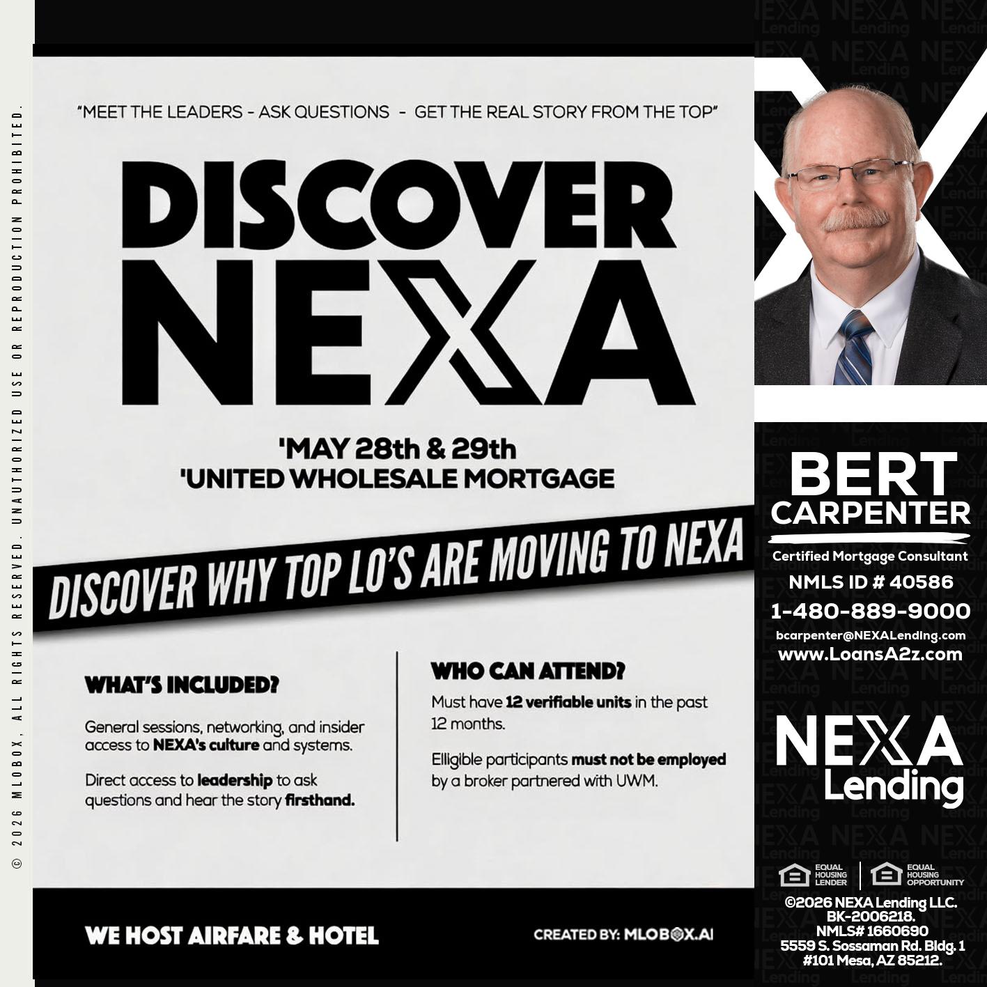 DISCOVER NEXA - Bert Carpenter -Certified Mortgage Consultant