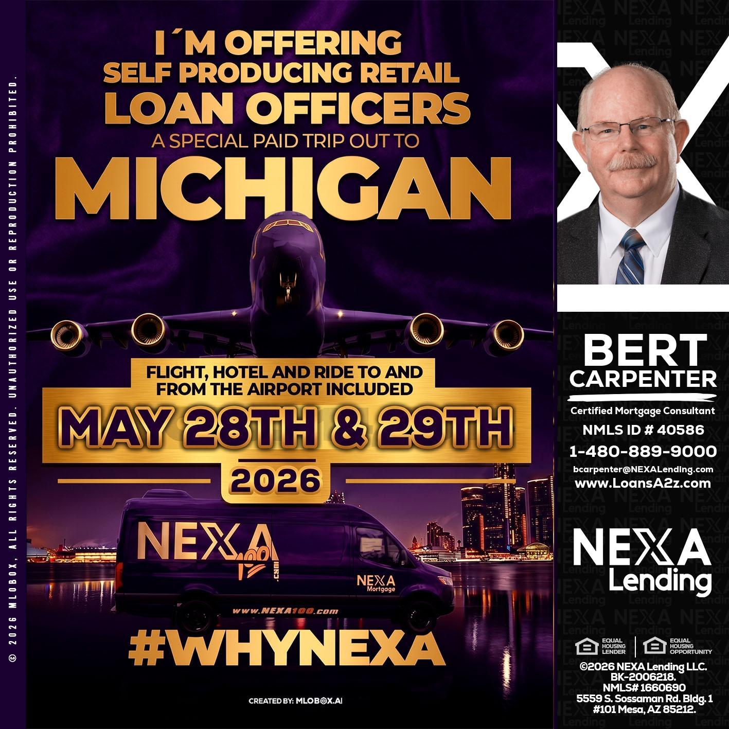 MICHIGAN - Bert Carpenter -Certified Mortgage Consultant