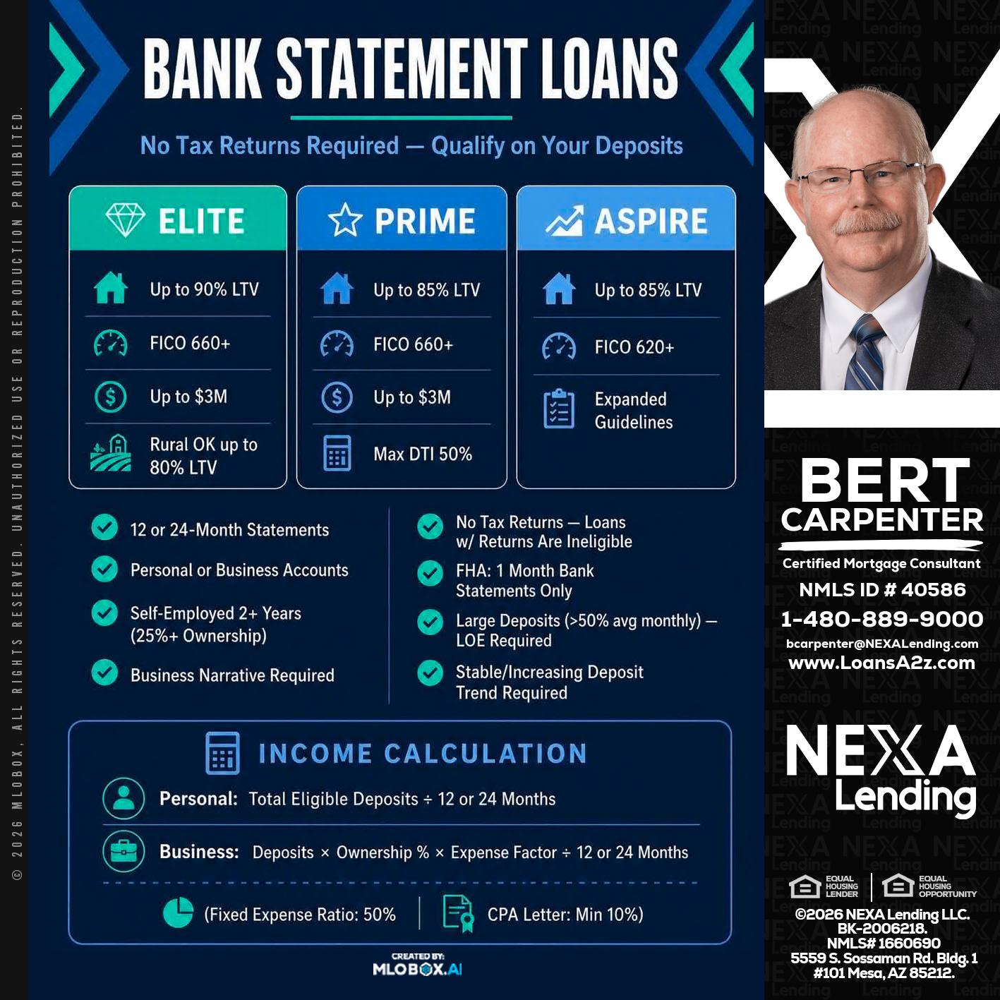 BANK STATEMENT - Bert Carpenter -Certified Mortgage Consultant